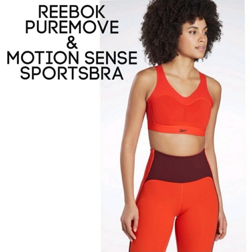 Reebok PureMove High Impact Adj Into a Racerback Sports Bra in Red Sz S/M  E-F